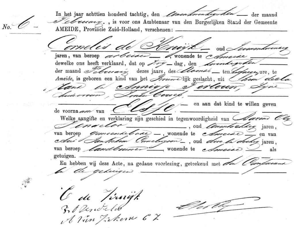 geboorte akte Elsje de Kruijk