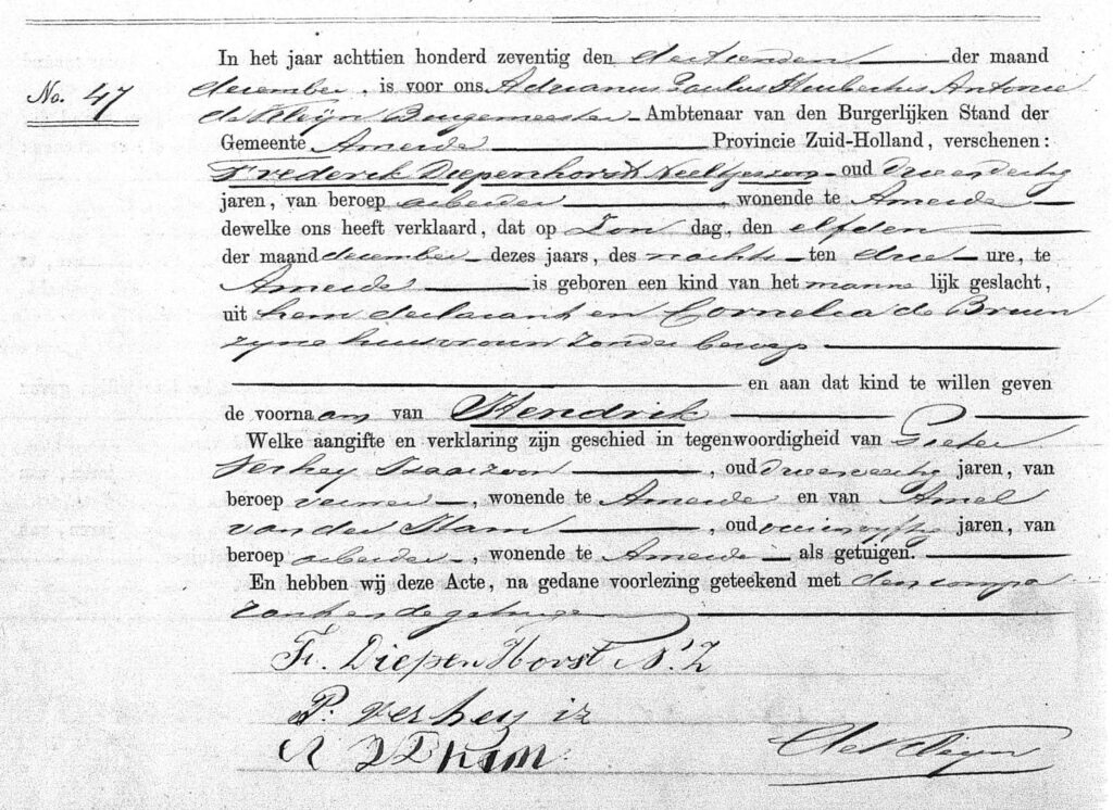 geboorte akte Hendrik Diepenhorst