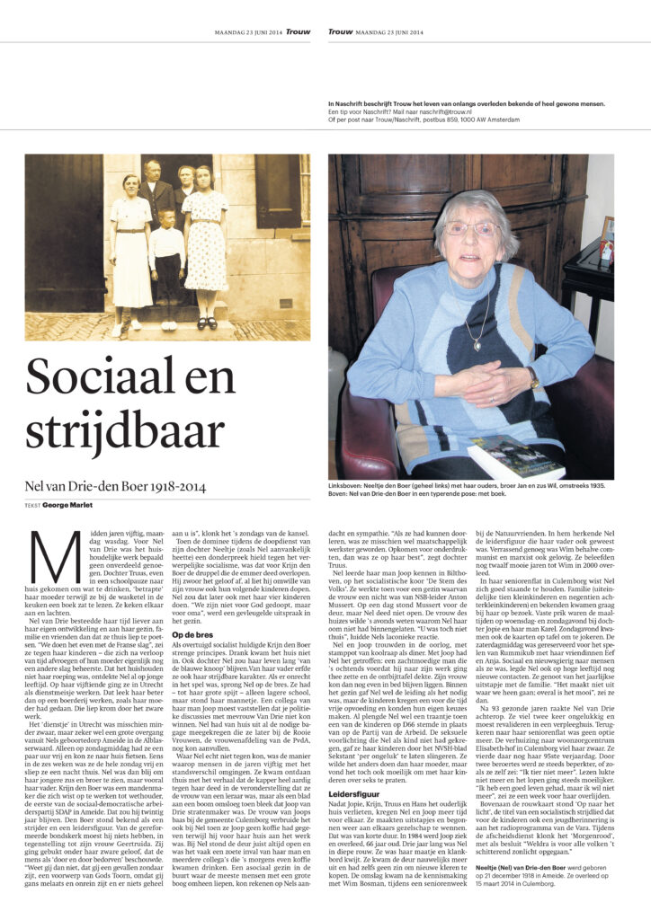 Artikel Ma Trouw (Sociaal en strijdbaar) 0