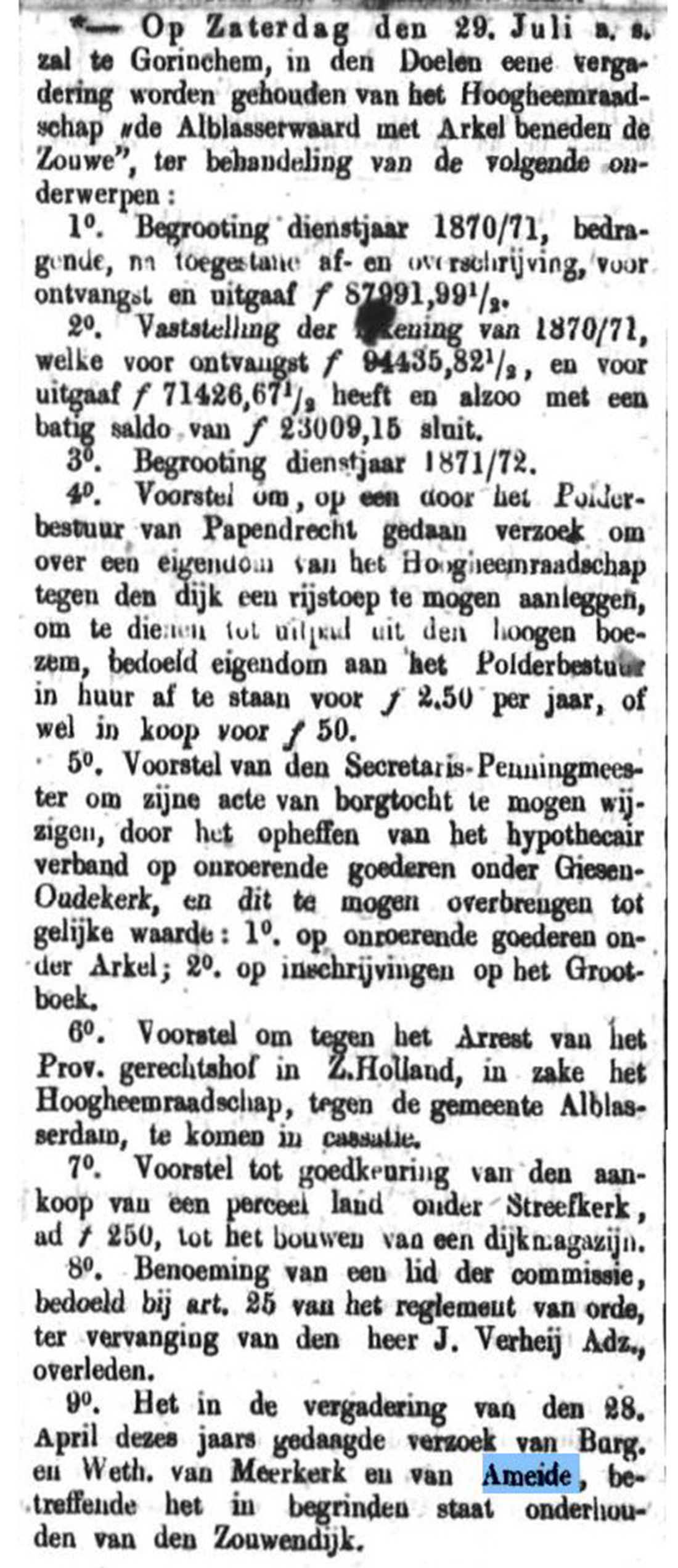 Schoonhovensche Courant 00108 1871-07-23 artikel 1